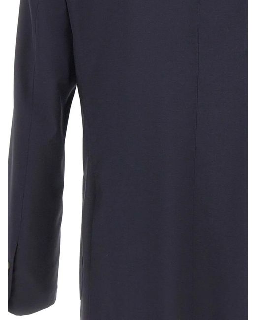 Barba Napoli Blue Peaked-Lapels Button-Fastening Blazer for men