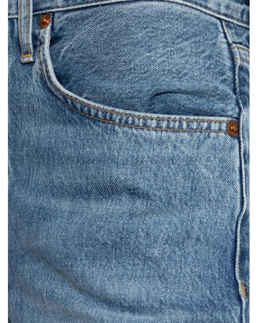 Re/done Blue 70S Stove Pipe Raw-Cut Jeans