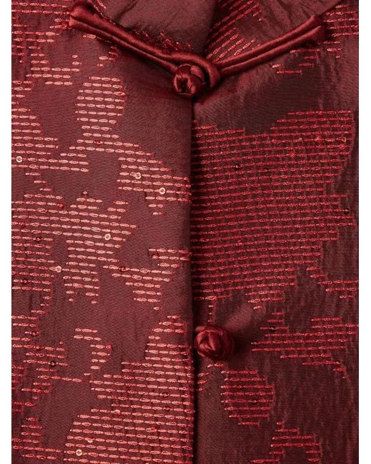 Shanghai Tang Red Veste Boutonnée À Motif Géométrique