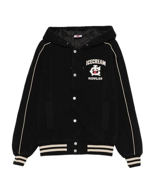 ICECREAM Black Hooded Graphic Kacket for men