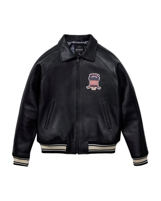 Avirex Blue Appliquéd Bomber Jacket