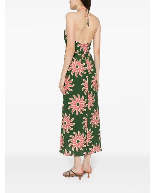 Cala De La Cruz Green Roge Graphic-Print Midi Dress
