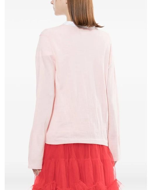Comme des Garçons Pink Graphic Round Neck Jumper