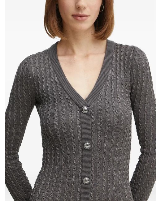 Guess Black Cable-knit Button-front Midi Dress