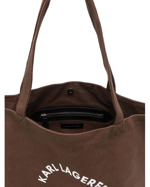 Karl Lagerfeld Brown Logo-Print Tote Bag