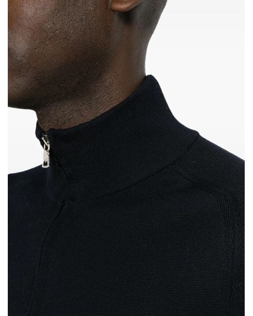Orlebar Brown Blue Lennard Zip-Up Merino-Wool Jumper for men