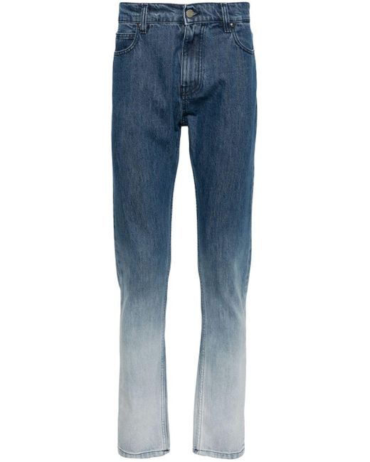 MSGM Blue Bleach-wash Tapered Jeans for men