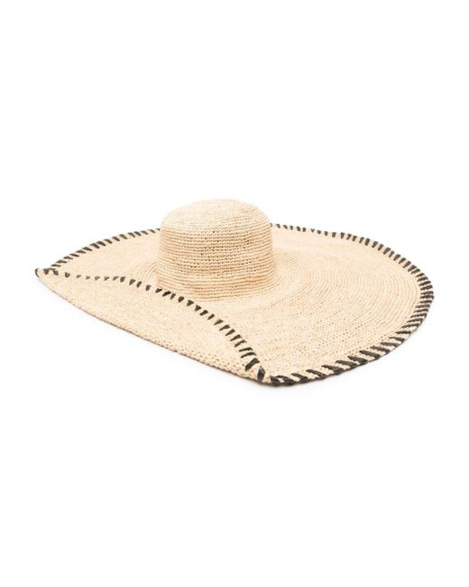 Sombrero de rafia con detalle sobrehilado Lanvin de color Natural