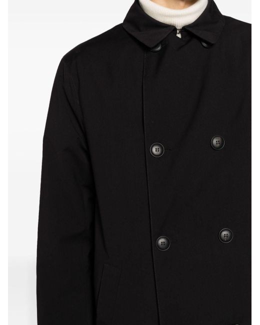Emporio Armani Black Classic-collar Double-breasted Coat for men