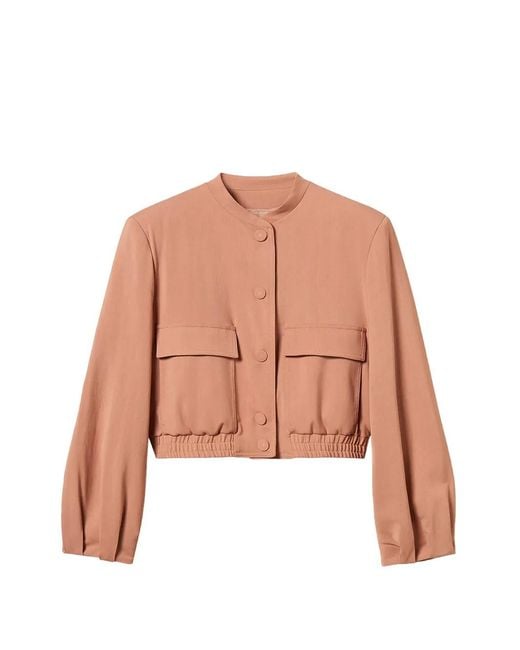 Twinset Pink Twill Bomber Jacket With Pockets