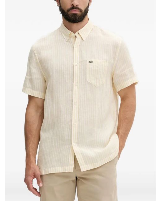 Lacoste Gestreepte Overhemd in het Natural voor heren