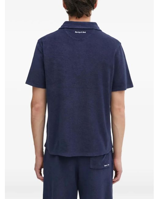Sporty & Rich Blue Hotel Eden Roc Short-Sleeve Polo Shirt for men