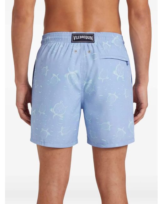 Vilebrequin Blue Turtle-Print Drawstring Swim Shorts for men