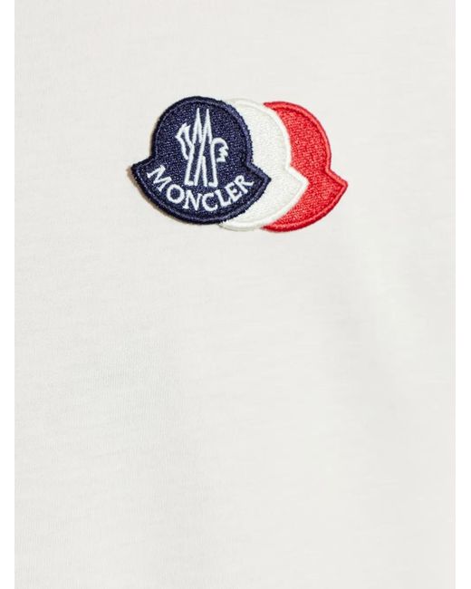 Moncler White Logo-Patch Short-Sleeve T-Shirt for men