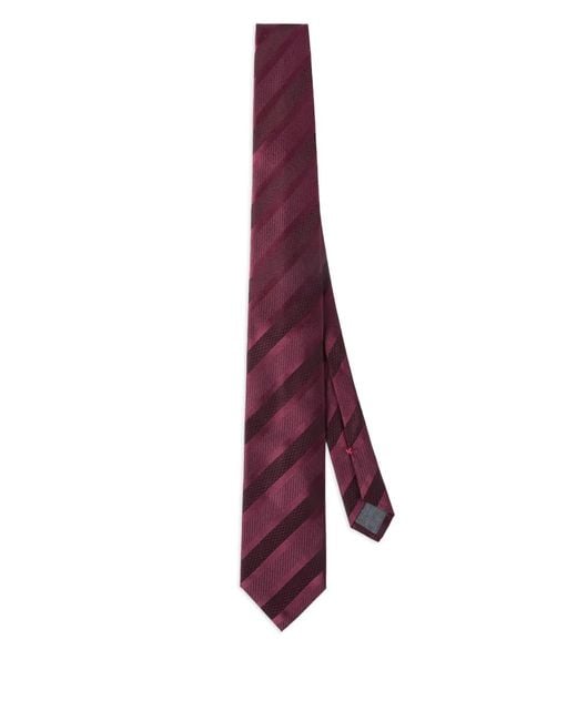 Brunello Cucinelli Purple Textured Stripe Silk Tie for men
