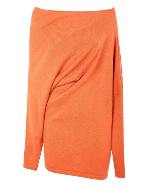 Gianluca Capannolo Orange Pull Drapé À Épaules Dénudées