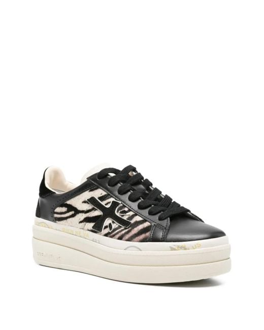 Premiata Black Claudia Zebra-Print Platform Sneakers