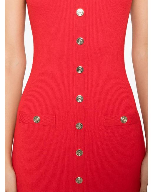 Maje Red Ribbed Midi Dress