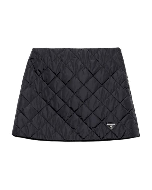 Minigonna Con Placca Logo di Prada in Black