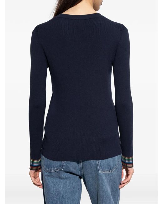 Paul Smith Blue Button Ribbed Top
