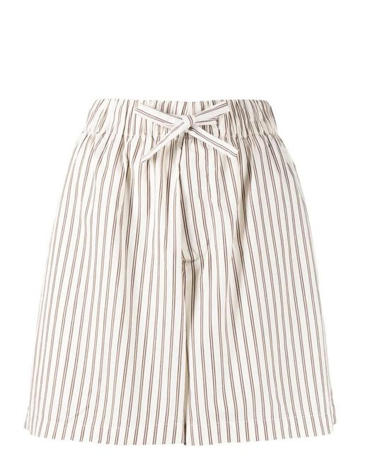 Tekla White Stripe-Print Pyjama Shorts