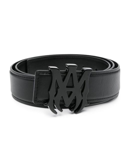Amiri Black Logo-buckle Leather Belt for men