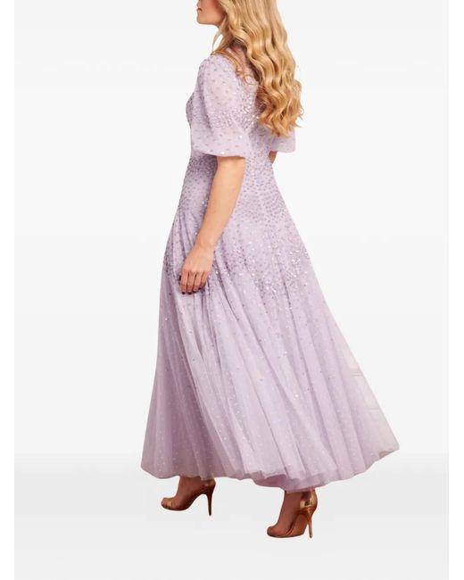 Needle & Thread Purple Scallop Sequin V-Neck Gown