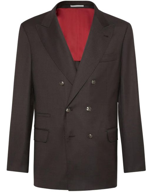 Brunello Cucinelli Black Double-Breasted Blazer for men