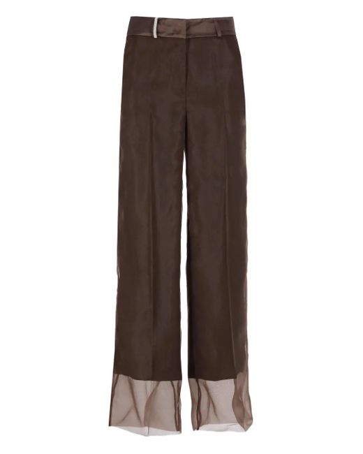 Pantaloni Con Orlo A Contrasto di Peserico in Brown