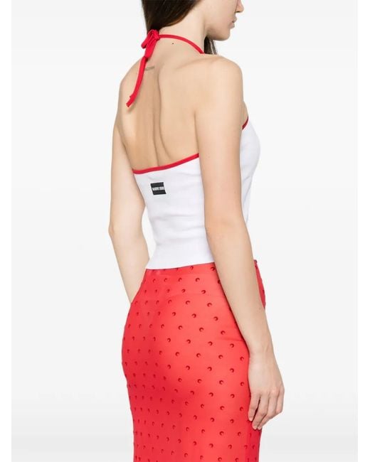 MARINE SERRE White Halter-Neck Top
