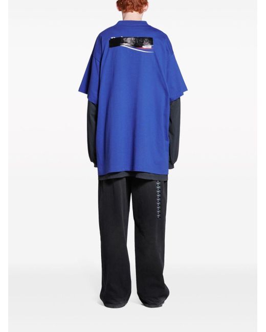 Balenciaga Gaffer T-Shirt im Oversized-Look in Blue für Herren