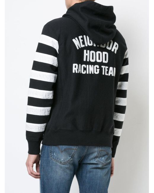 Neighborhood Racing Team Striped Sleeve Hoodie in Black for Men Lyst UK