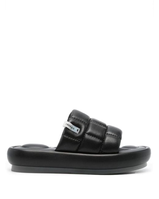 Premiata Black Quilted Leather Sandals