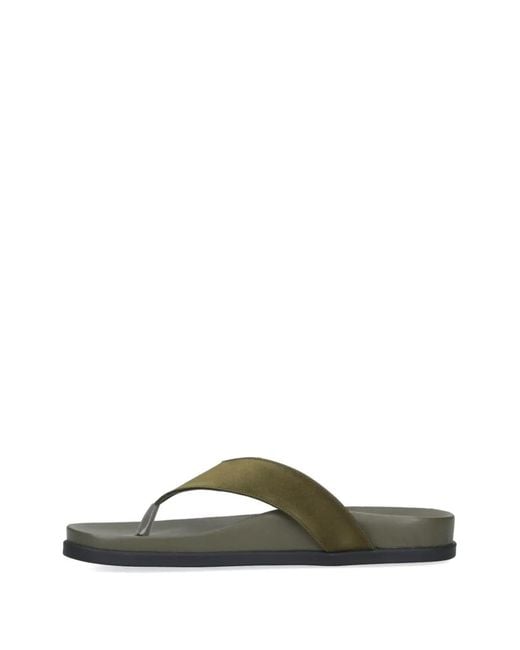 Ancient Greek Sandals Green Leather Flat Andals