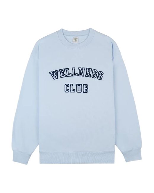 Sporty & Rich Blue Graphic-Print Crew-Neck Sweatshirt