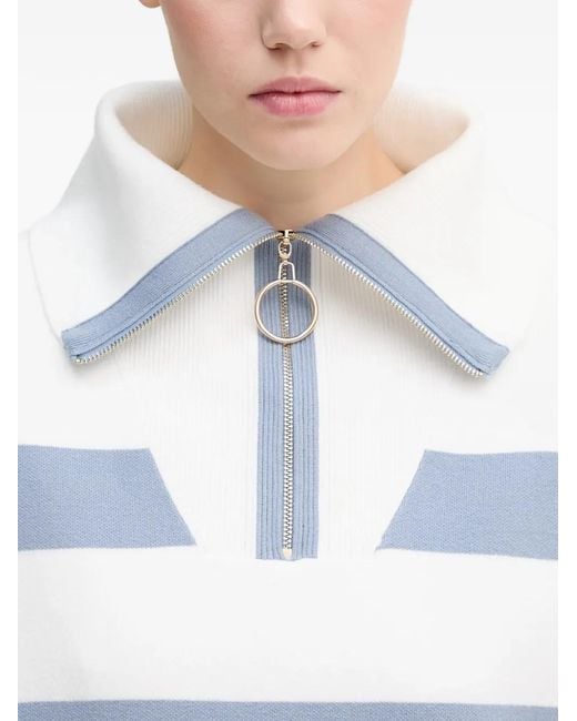 Joseph Ribkoff White Striped Zip-Up Sweater