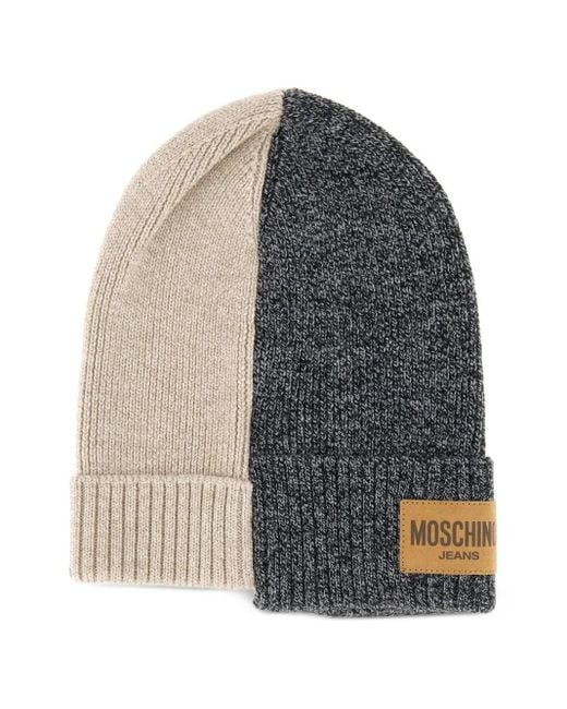Moschino Gray Wool Ribbed Beanie