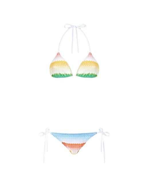 Missoni White Chevron-Patterned Bikini