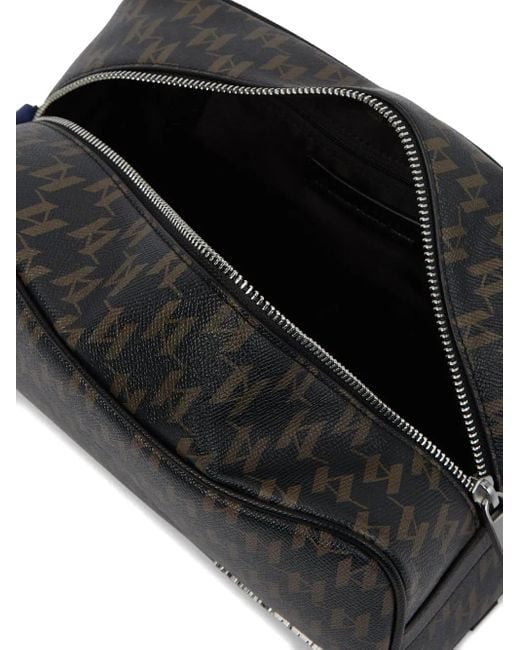 Karl Lagerfeld Black Monogram-Pattern Wash Bag for men