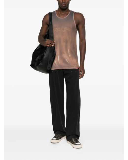 DIESEL Brown Logo-Print Sleeveless Vest for men
