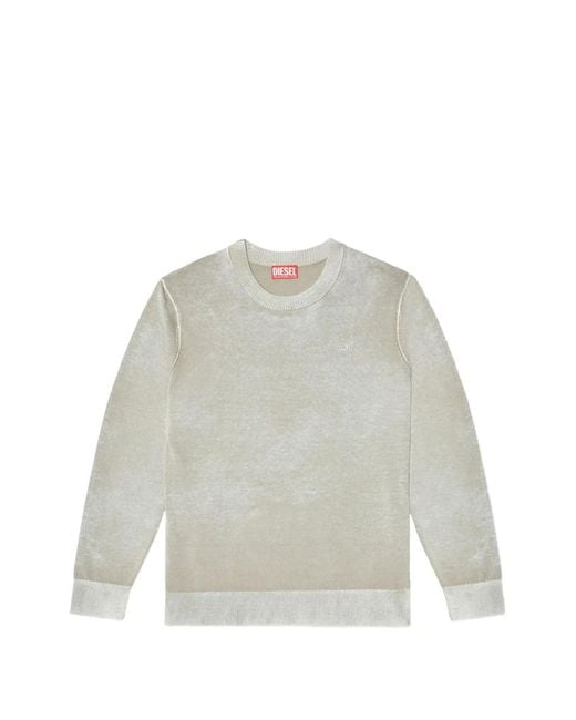 DIESEL White Jumper With Faded Reverse Print for men