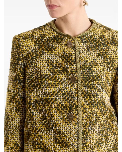 Etro Green Basketweave Jacquard Jacket