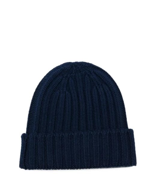 Aspesi Blue Ribbed-Knit Hat for men