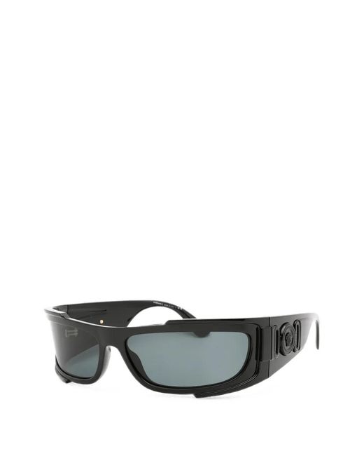 Versace Gray Medusa Rectangle-Frame Sunglasses