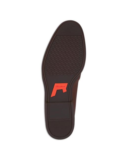 Santoni Brown Leather Loafers for men
