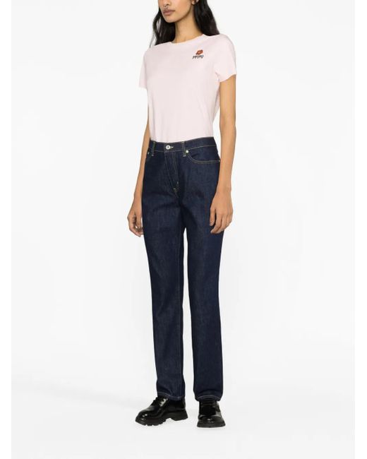 KENZO Blue Asagao Straight-Leg Jeans