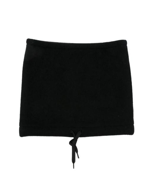 Rier Black Drawstring Fleece Beanie Hat for men