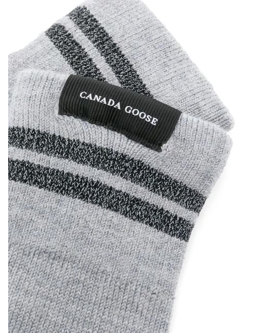 Canada Goose Gray Striped Knit Gloves