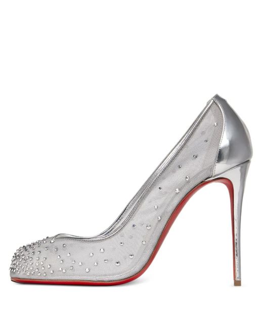 Maison Margiela Gray X Christian Louboutin 100Mm Tabi Rhinestone-Embellishment Pumps