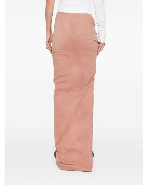 Rick Owens Pink Edfu Asymmetric Denim Skirt
